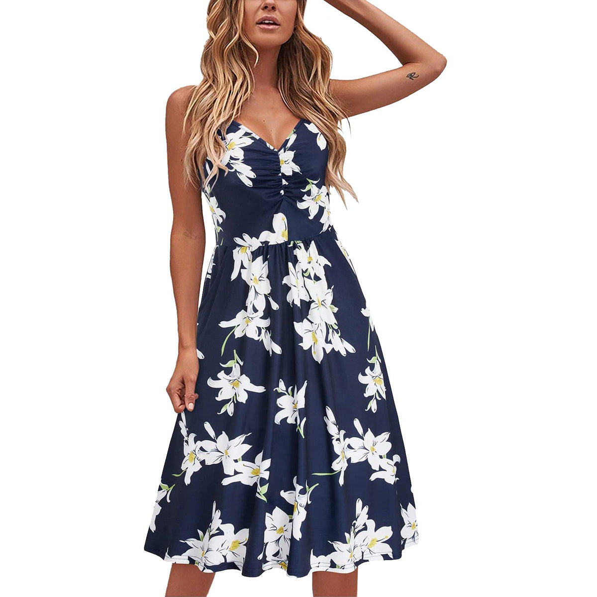 Summer New Sexy Print Suspender Backless Dress