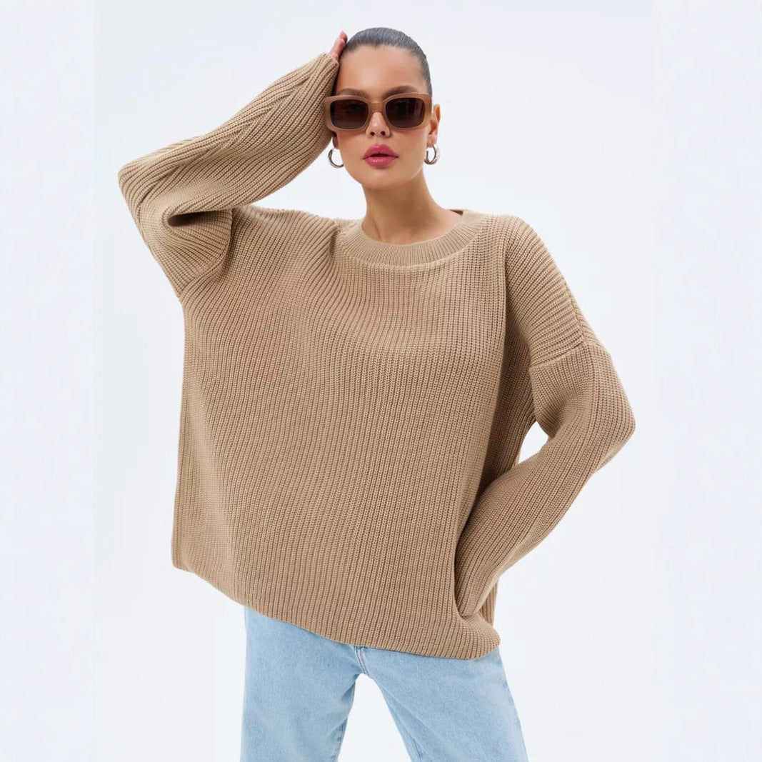 European And American Loose Autumn Winter Sweater Gray Top