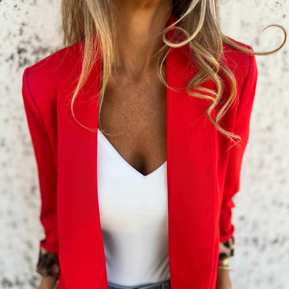 Color Matching Cheetah Lapel Fashion Small Suit Coat