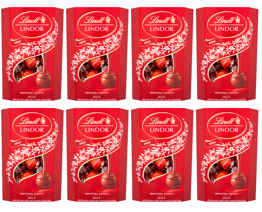 8 x Lindt Lindor Milchschokolade Trüffel Schachtel Cornet - 200g