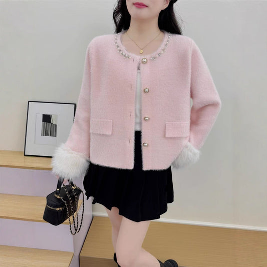 Women's Open-Front Knitted Cardigan – Long Sleeve