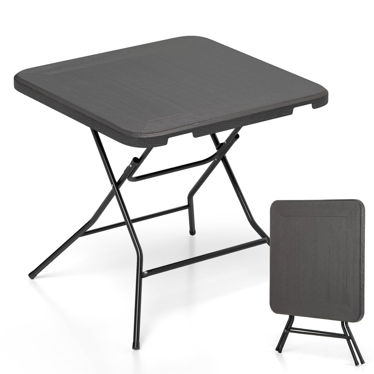 80 cm Square Folding Picnic Table 4-Person Patio Dining Table-Black