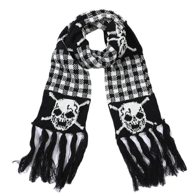 Thickened Thermal Knitted Scarf With Skull Design