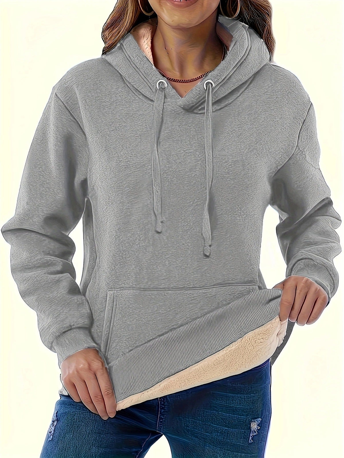 Fashionable All-match Women's Warm Pocket Hooded Sweater