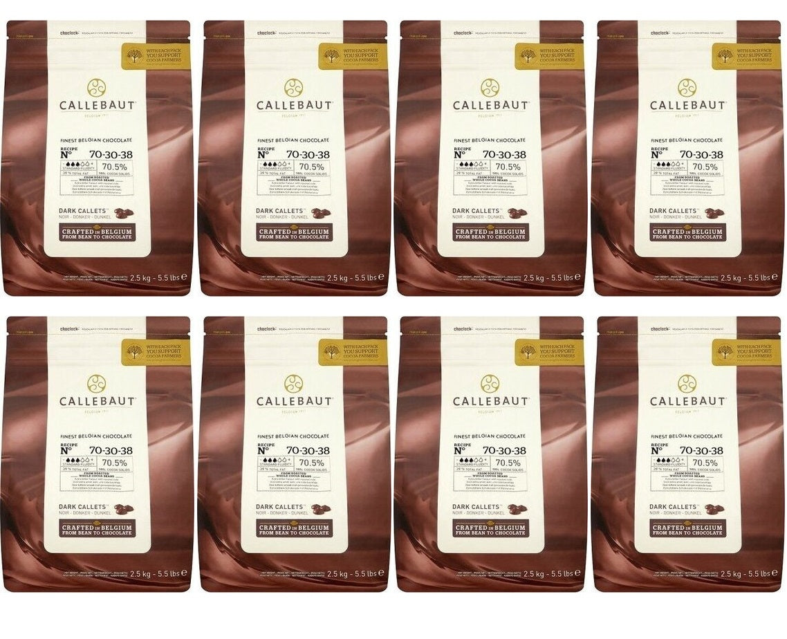 8 x Callebaut Feinste belgische Schokolade 70% Extra Bitter Callets 2,5kg