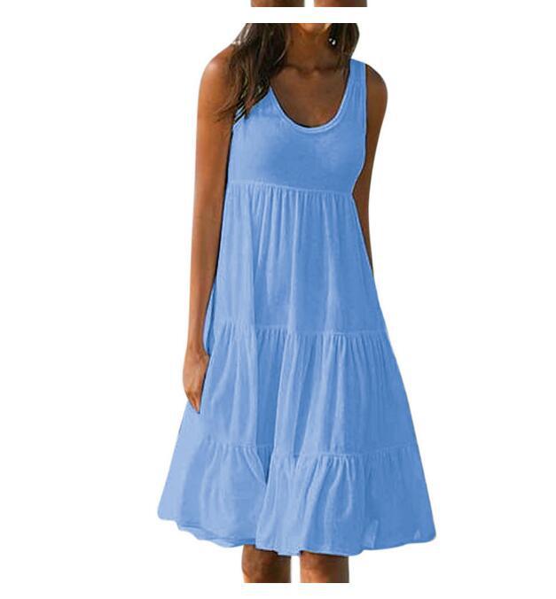Sleeveless round neck patchwork beach dress