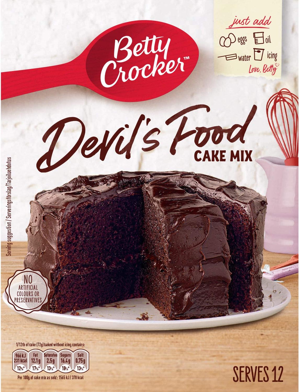 3 x Preparado para Pastel Sabor Chocolate Diablo Betty Crocker 425g