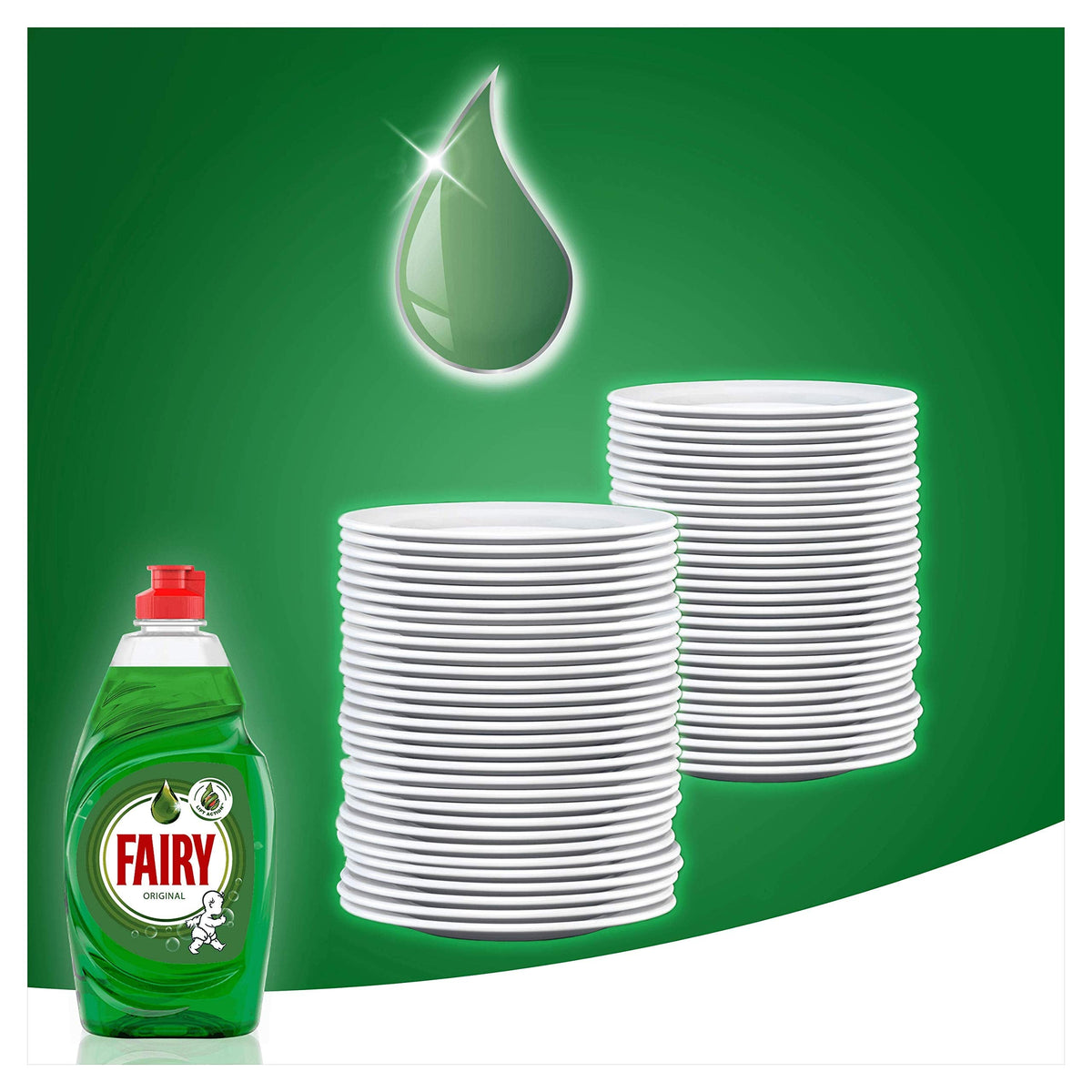 Fairy Original Washing Up Liquid Green with LiftAction. No Soaking, No Grease, No Fuss and Gentle On Your Skin, 1015 ml