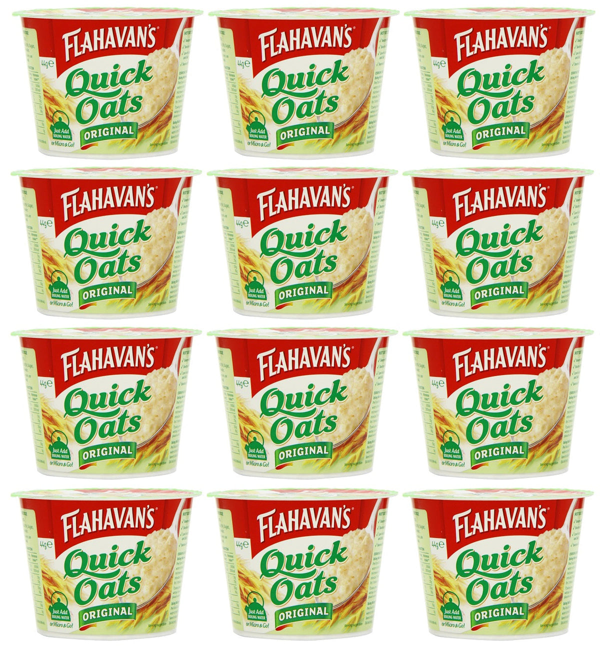 12 x Flahavan's Quick Oats Original 44G