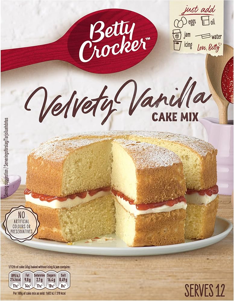 3 x Betty Crocker Mezcla para pastel de vainilla aterciopelada 425G