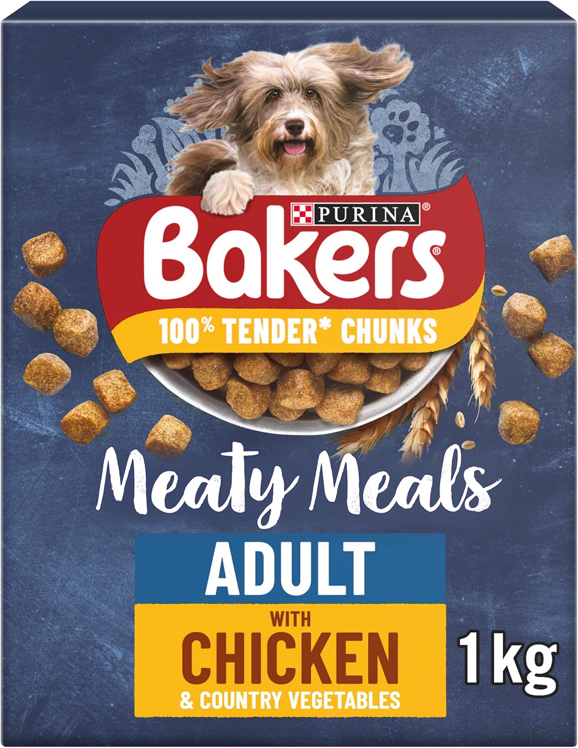5 x Bakers Meaty Meals Adult Hühnchen Trockenfutter für Hunde 1 kg