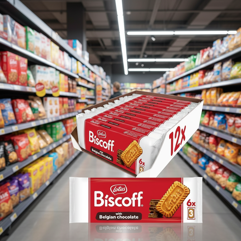 12 x Lotus Biscoff Snack Pack Schokoladenkekse - 6X3PK