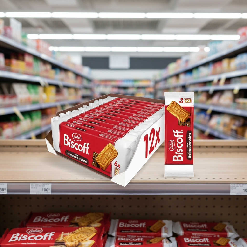 12 x Lotus Biscoff Snack Pack Schokoladenkekse - 6X3PK