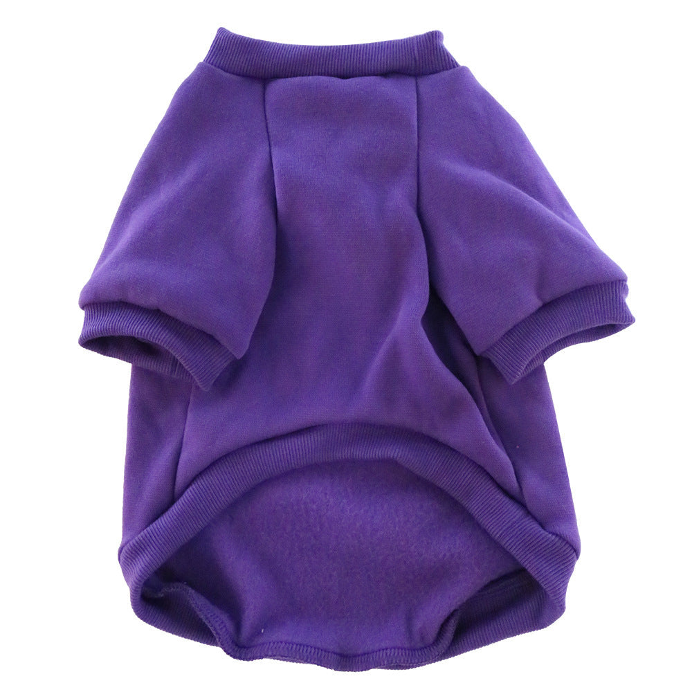 Pet Clothes Fleece-lined Thickened Solid Color Hoodie