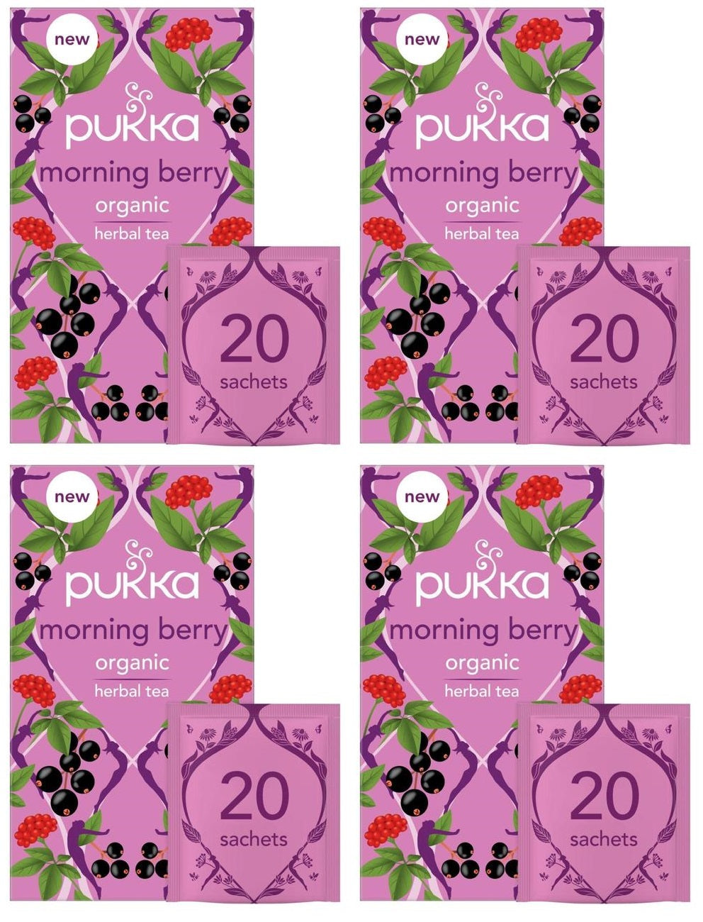 4 x Pukka 20 Morning Berry Kräuterteebeutel 34G