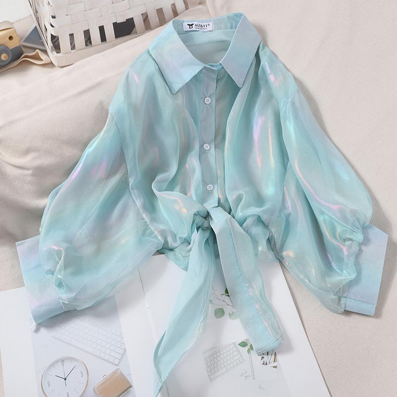 Fashionable Glossy Purple Cardigan Sun-protective Garment