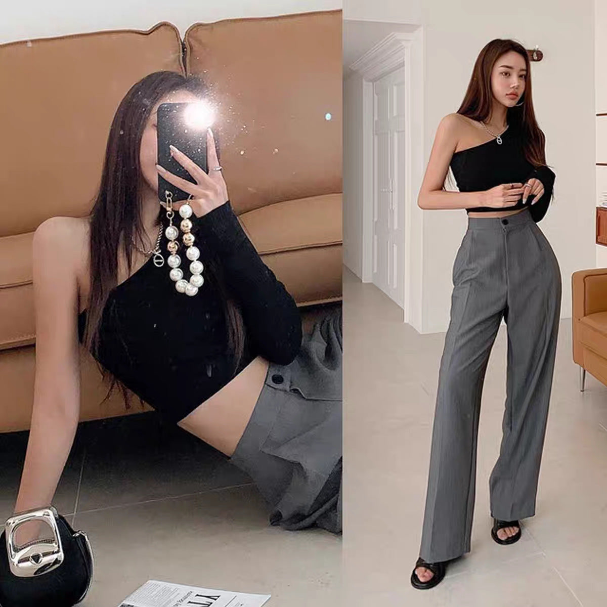 Korean-style Sexy And Sassy Tight-fitting Figure-flattering Top