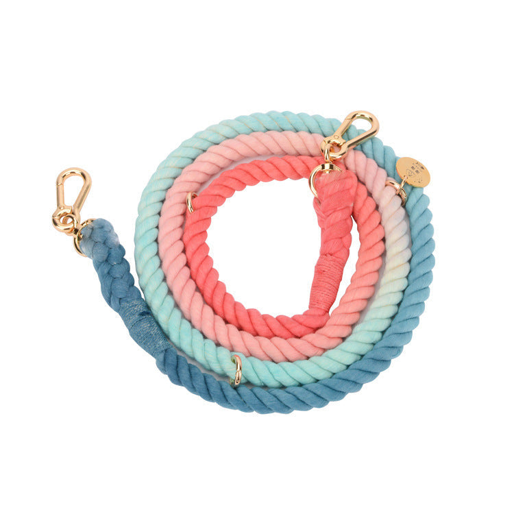 Multifunctional hand-woven gradient color collar