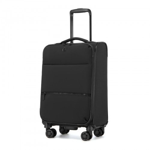 KSN2593 - 20 inch Women's Lightweight Softshell Suitcase with Spinner Wheels and Spacious Compartments - Black