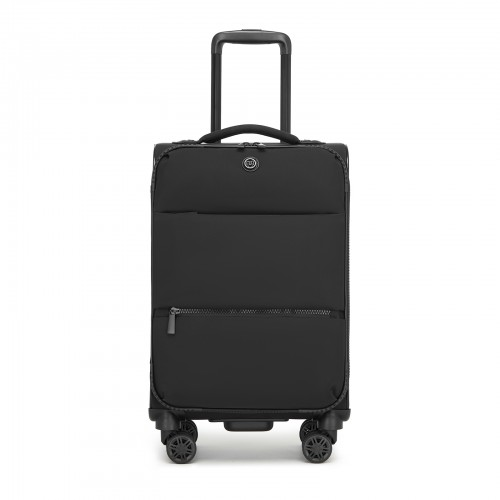 KSN2593 - 20 inch Women's Lightweight Softshell Suitcase with Spinner Wheels and Spacious Compartments - Black