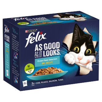 4 x Felix Katzenfutter Agile Pouch Ocean Feasts 12er Pack – 12X85GM