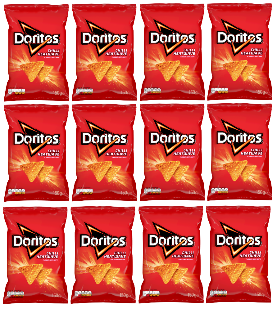 12 x Doritos Chilli Heatwave Large Bag 140Gm