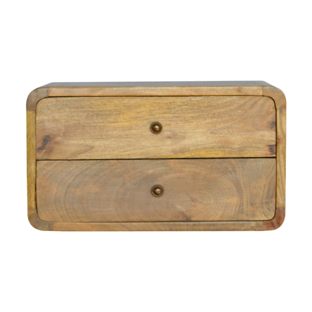Artisan 2 Drawer Curved Wall Mounted Oak-ish Bedside Table
