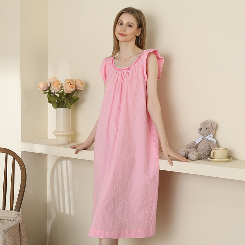 Backless Nightdress For Women Spring And Summer New Ruffled Candy Color Dress