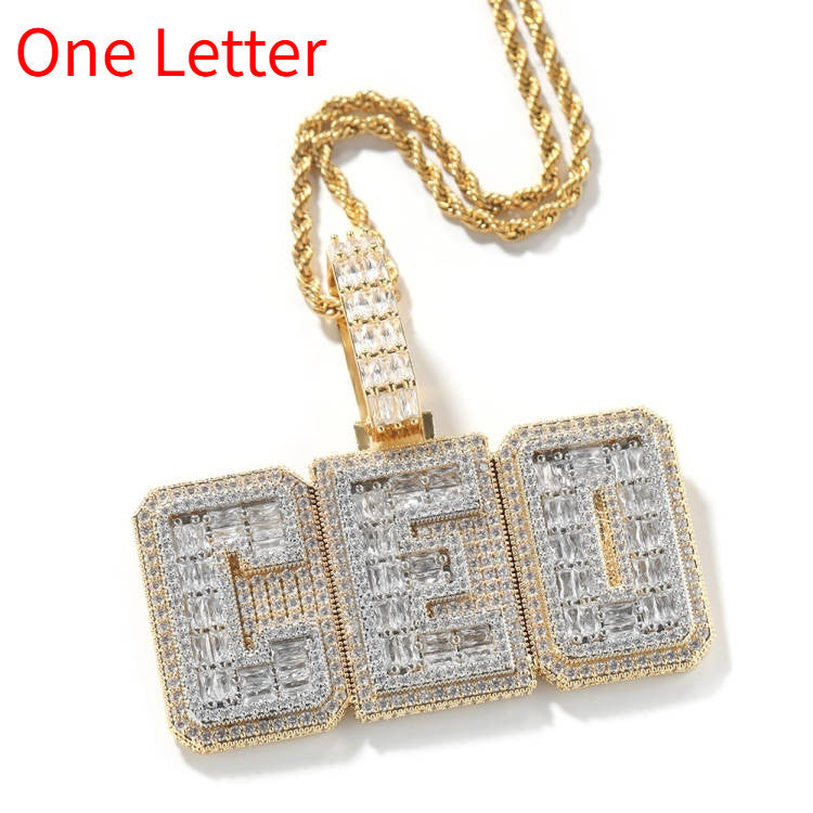 Hip-hop Copper Letter Necklace Customizable