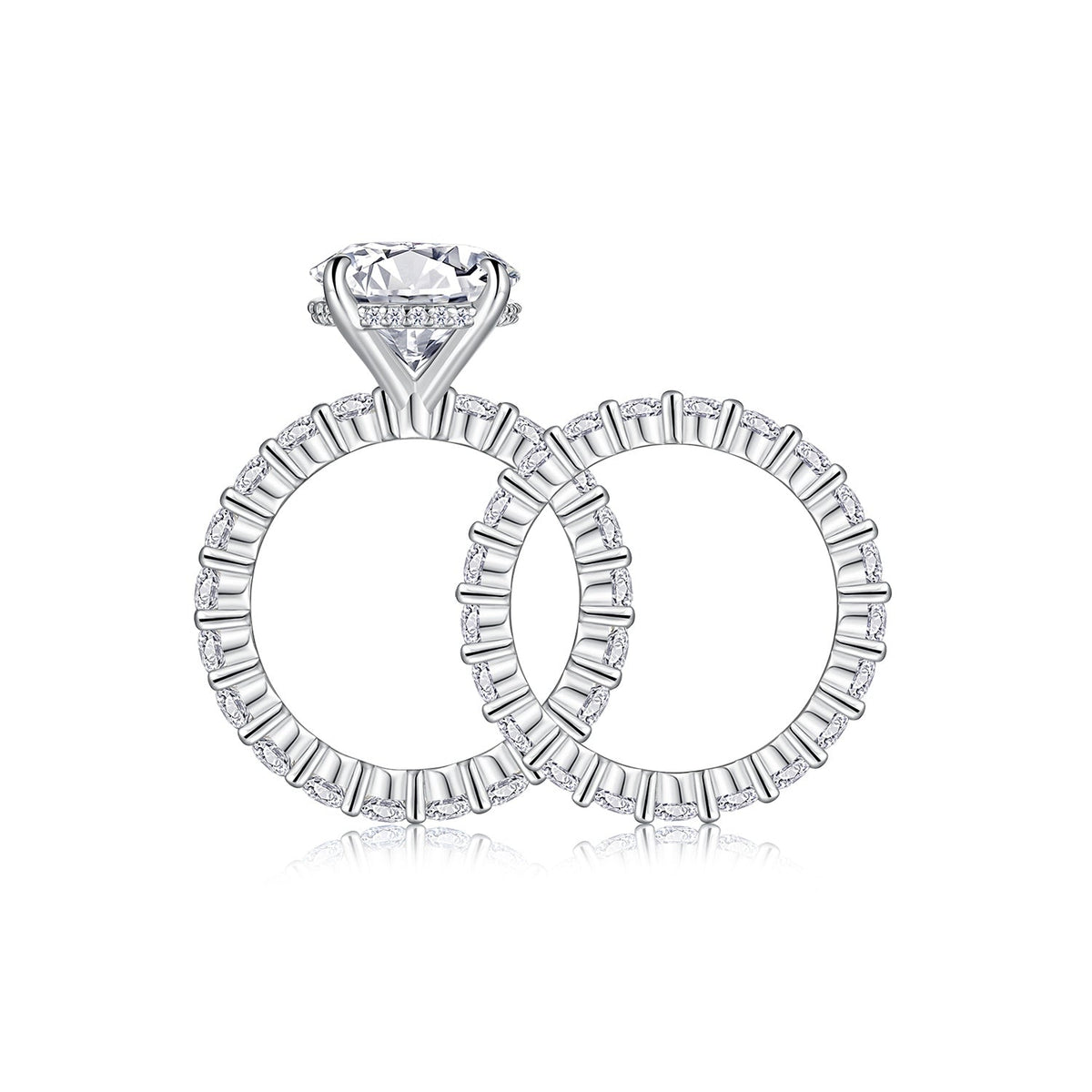 Time Vow - A Wedding Ring Set With Top-quality 5-carat Moissanite S925 Silver And Platinum-plated Diamond. The Ring Can Be Inspected With A Diamond Pen