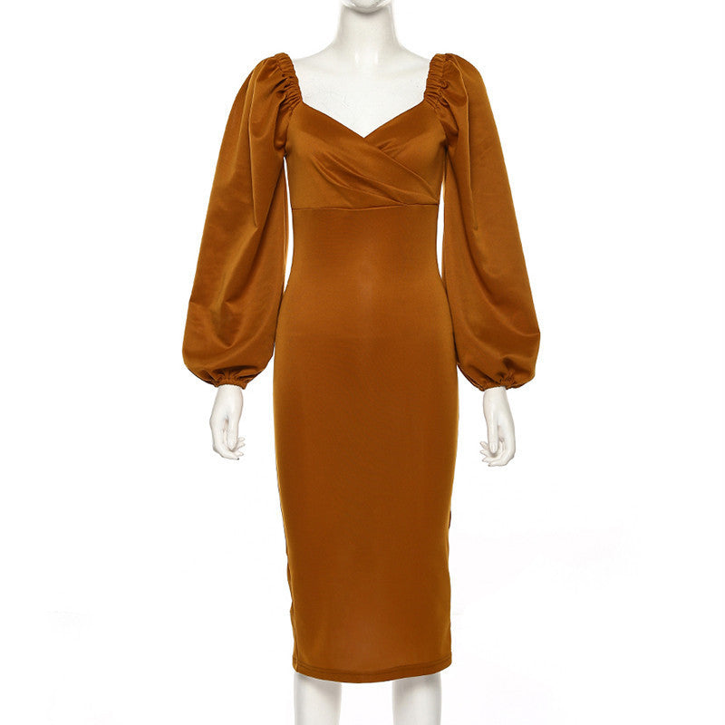 One shoulder sexy backless slim dress women