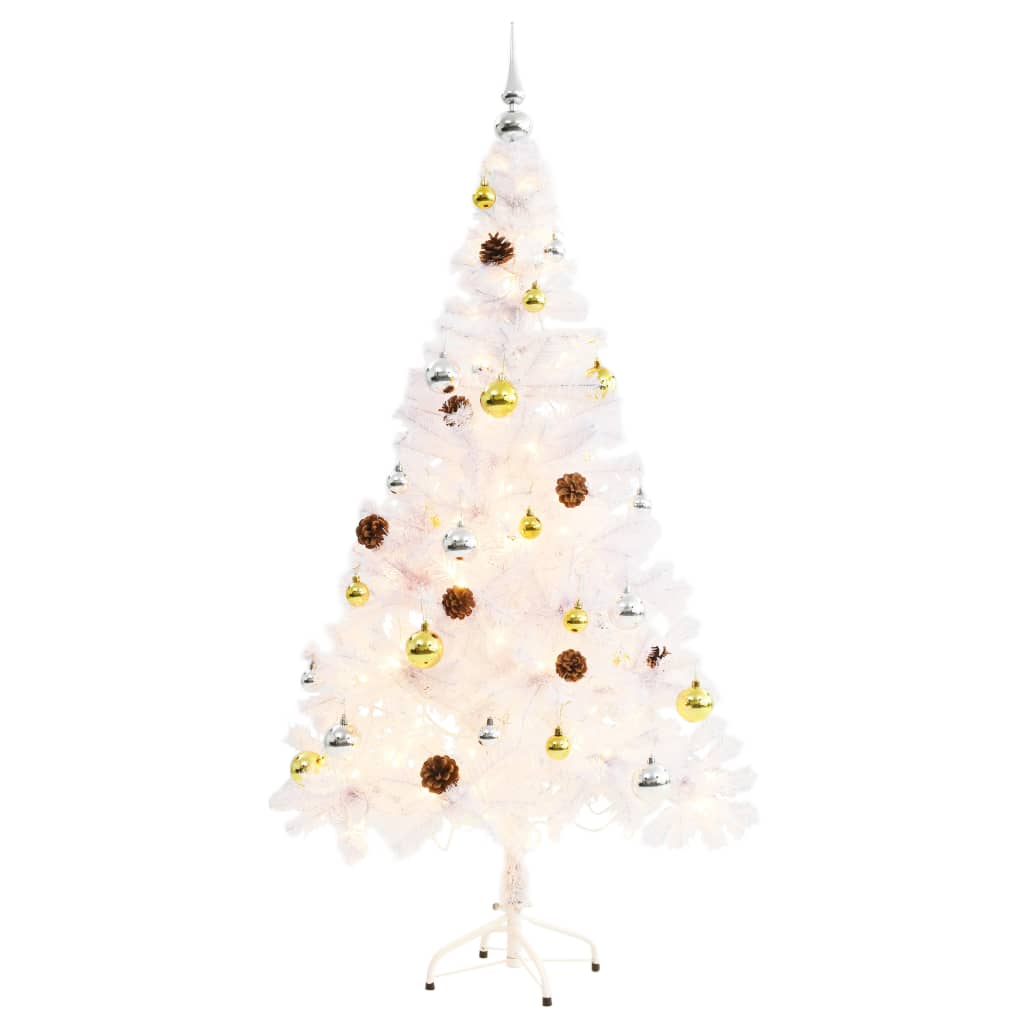 Artificial Pre-Lit Christmas Tree With Baubles 150 Cm