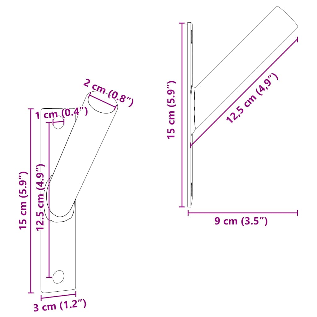 Flag Pole Holder Black 15 X 3 Cm Steel