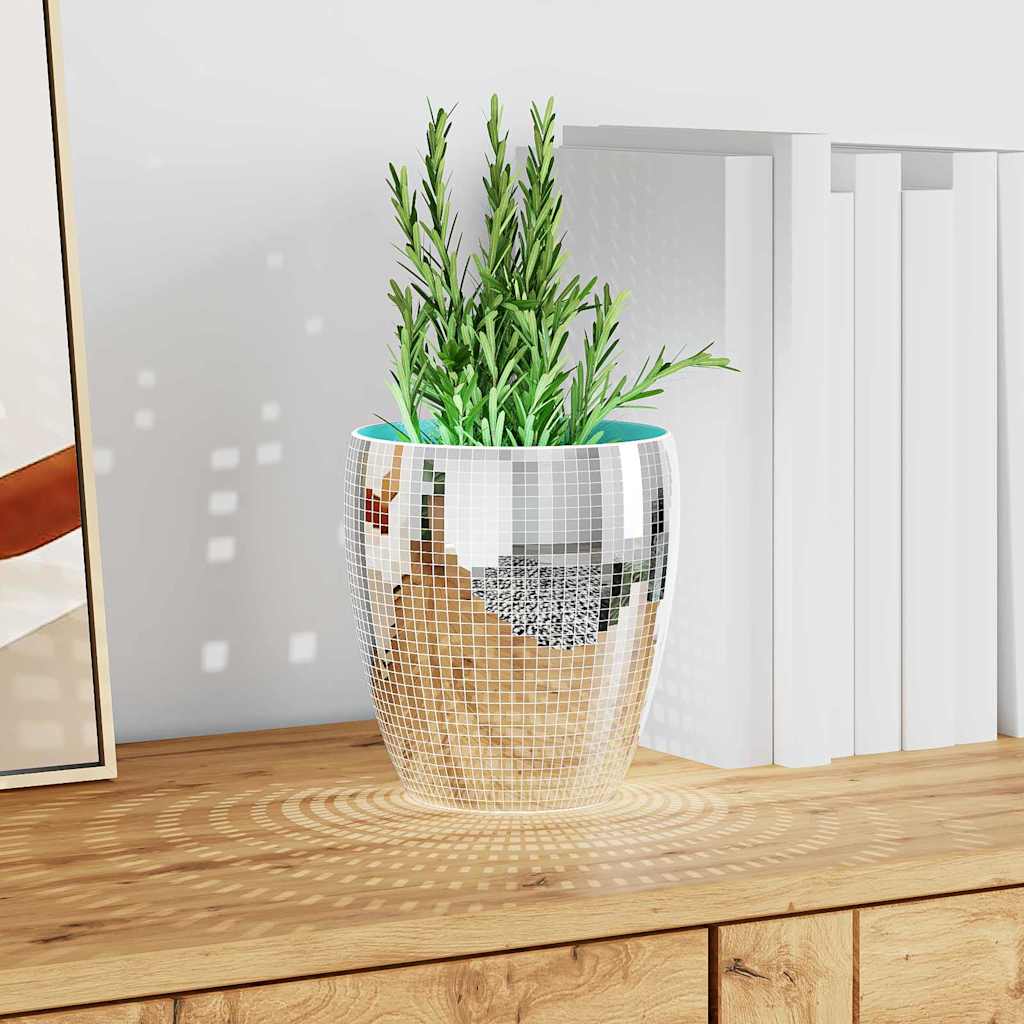 Mirror Mosaic Tile Geometric 3 Pcs Silver 100 X 4 Cm Glass