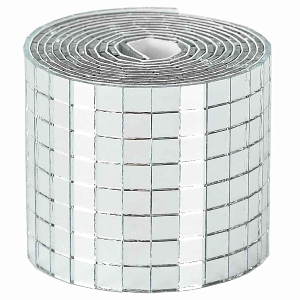 Mirror Mosaic Tile Geometric 3 Pcs Silver 100 X 4 Cm Glass