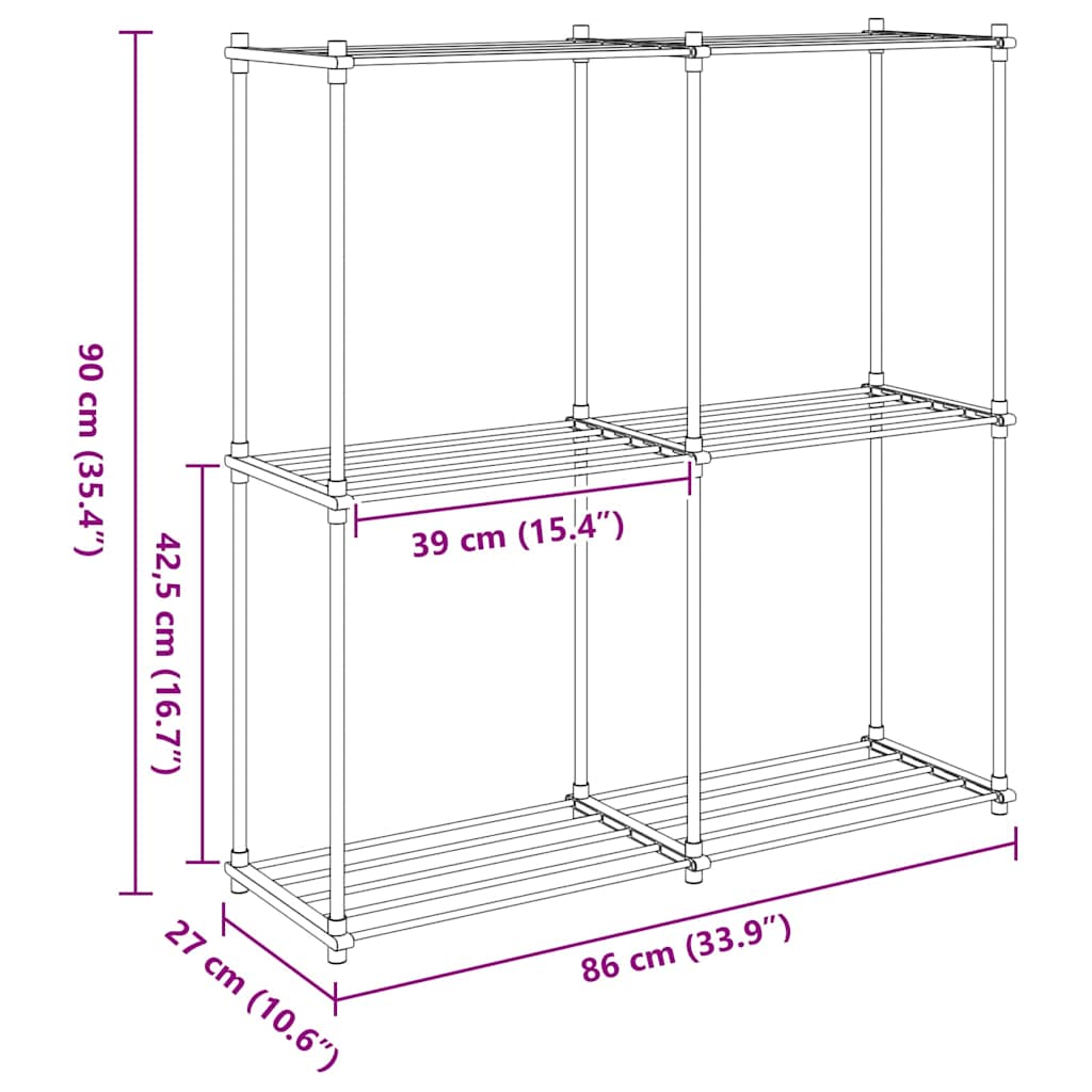 Storage Shelf With Shelf White 43 X 27 X 90 Cm Aluminium