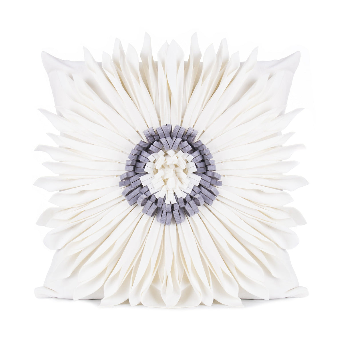 Fashion Modern Style White Throw Pillows Velvet Stitching 3D Chrysanthemum Cushion Waist Pillow Blue Cushion Case