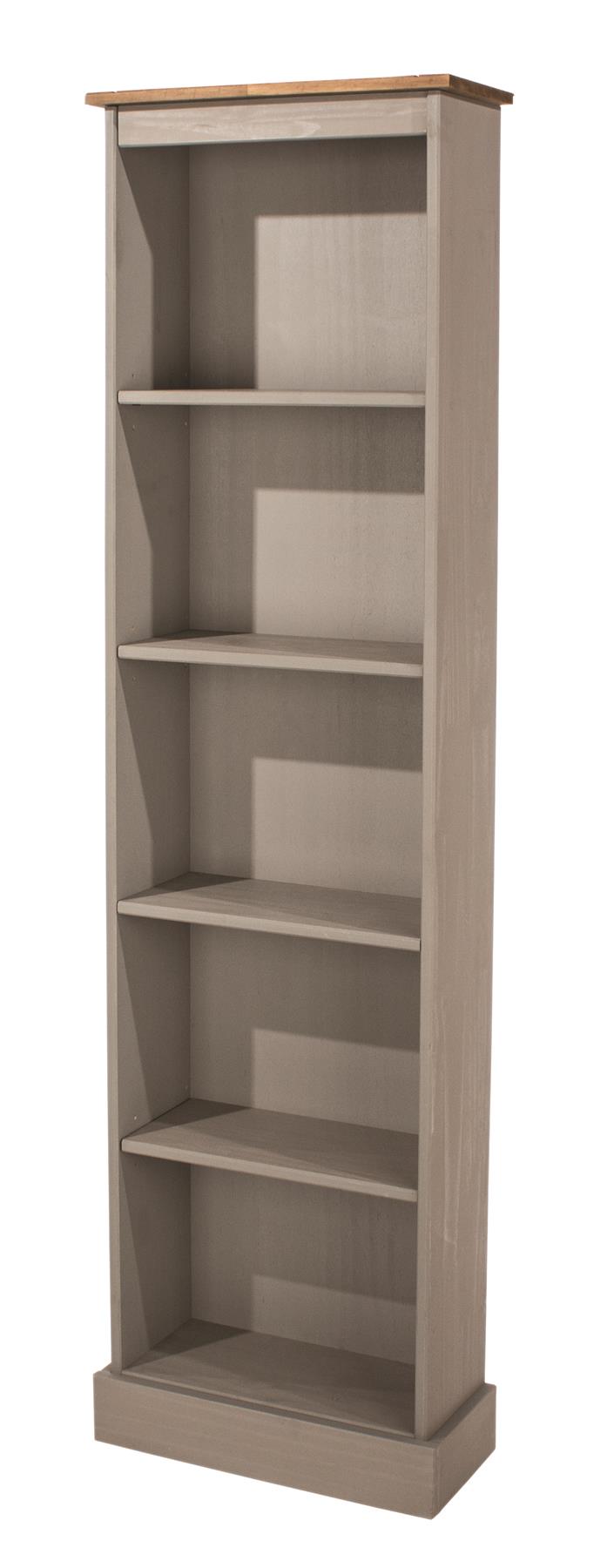 Corona Grey Wax Finish Tall Narrow Bookcase