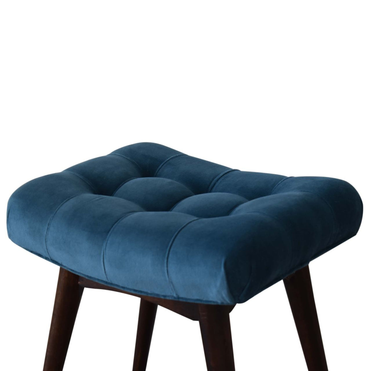 Artisan Mini Teal Cotton Velvet Curved Bench