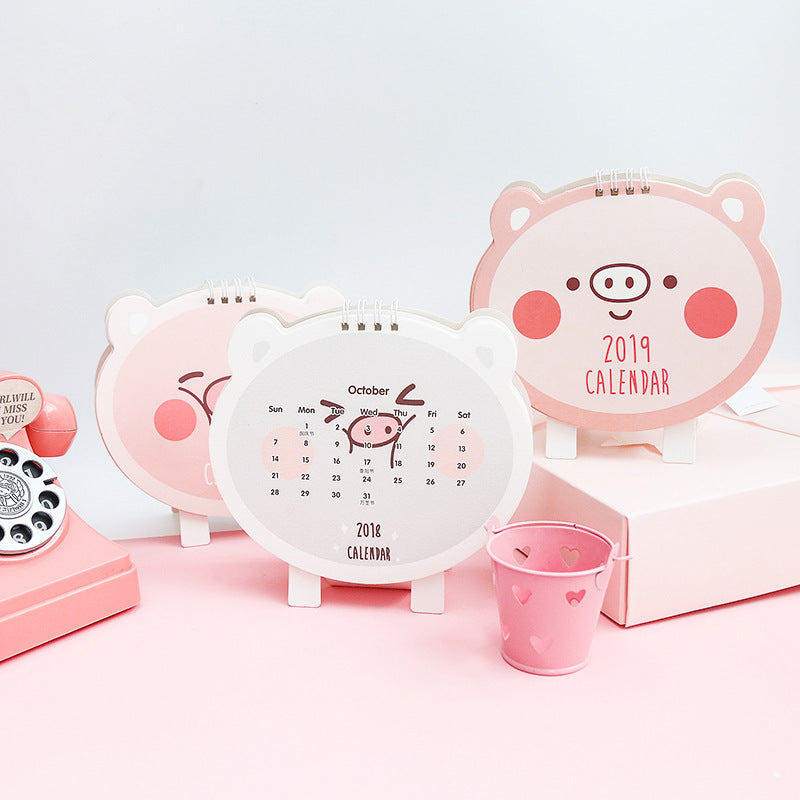Lovely Happy Pig Desktop Calendar DIY Table Calendars Daily Schedule Planner