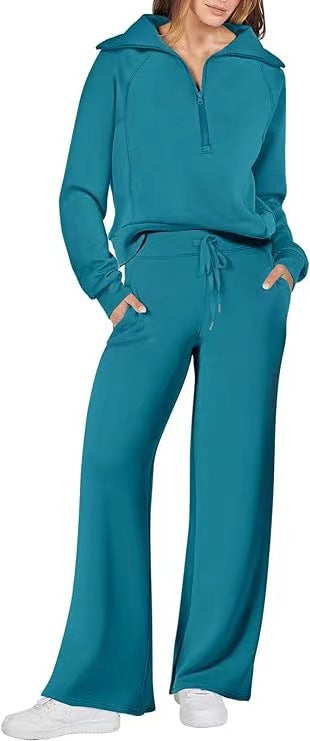 Europe And America Foreign Trade Autumn And Winter Fashion Casual Sport Two-piece Set For Women