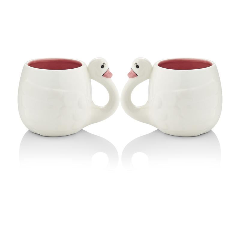 Swan Set of 2 Ceramic Swan Character Mugs