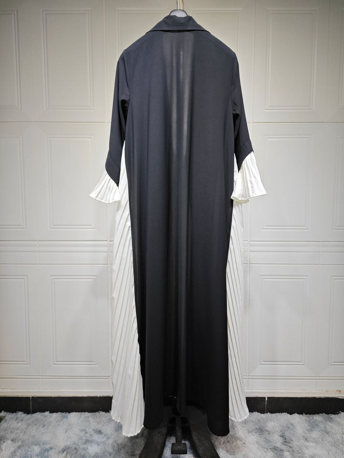 Pleated Dress Female Black And White