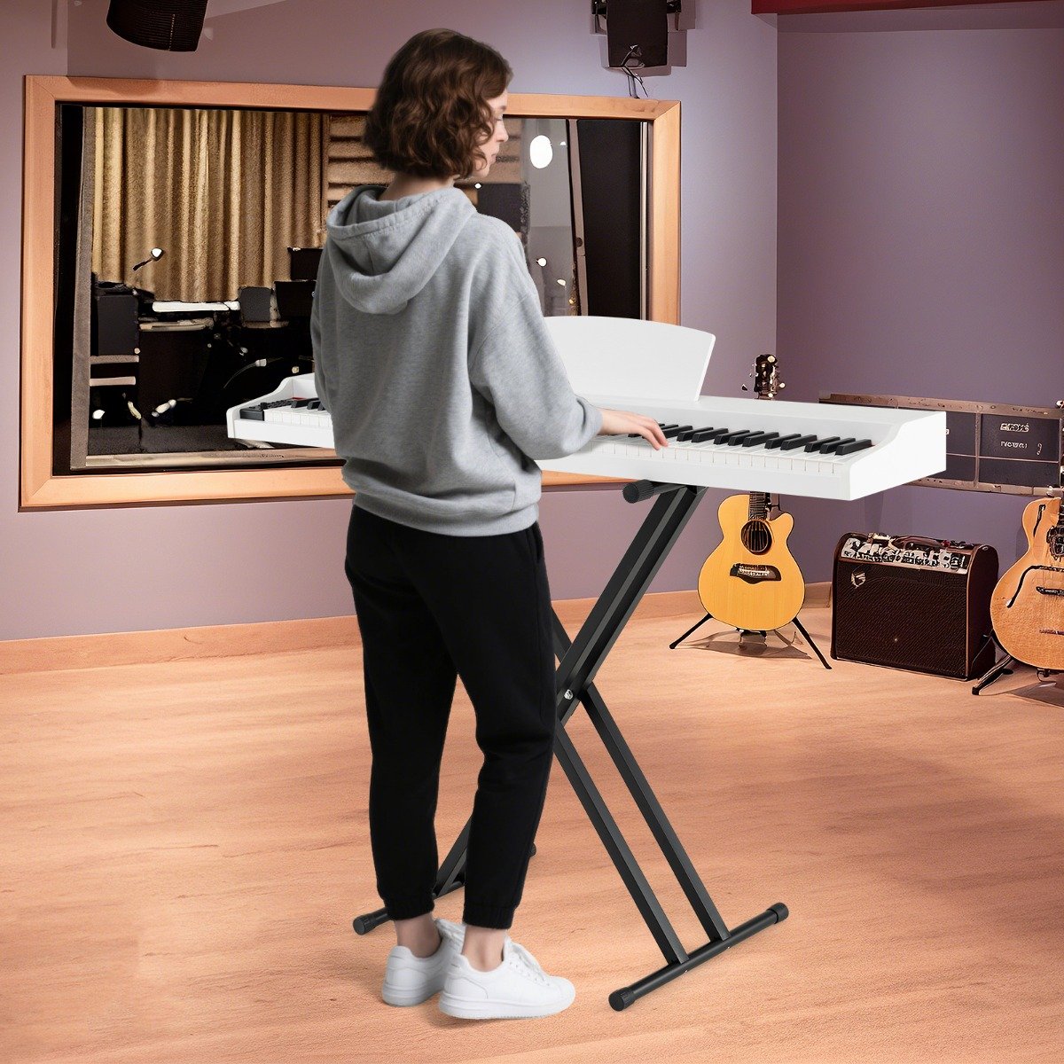 88-Key Keyboard Piano Set Full Size Semi-weighted Digital Piano-Black
