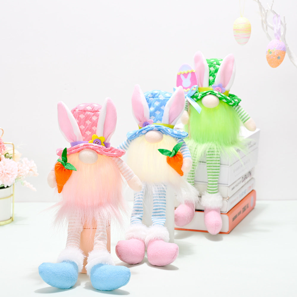 Long Legged Bunny With Easter Decorations And Lights