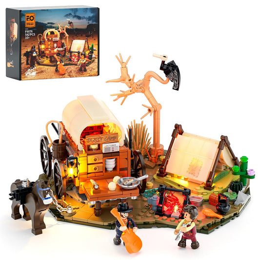 FUNWHOLE F9076 Western Cowboy Camp LED Building Set | 542 Pieces