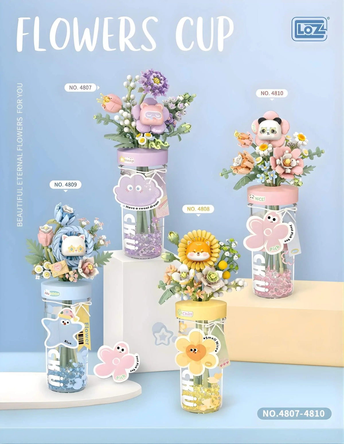 LOZ Starlight Blue Flower Bouquet Cup 4809