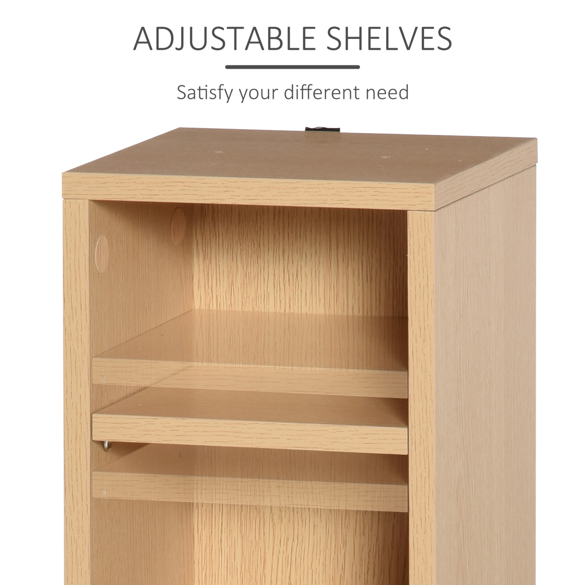 Set of 2 CD Media Display Shelf Unit Tower Rack w/ Adjustable Shelves Wood Color