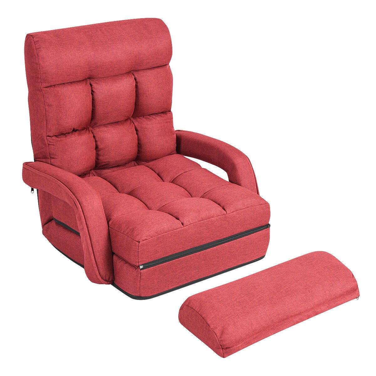 Adjustable Folding Floor Lazy Chair with Pillow-Blue