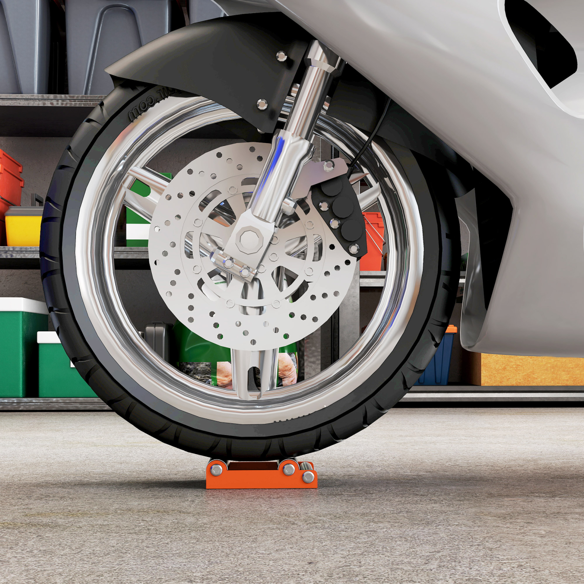 HOMCOM Motorcycle Wheel Roller Stand for Tyre Cleaning and Chain Lubrication
